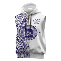 Tonga Queen Salote College 100th Years Sleeveless Zip Hoodie White Tonga Kupesi Uniquely Pacific Art - Polynesian Pride