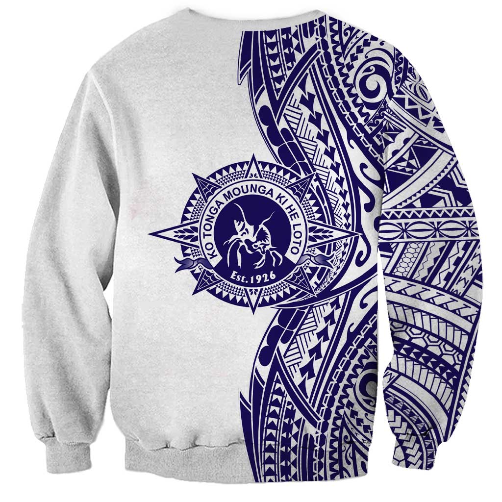 Tonga Queen Salote College 100th Years Sweatshirt White Tonga Kupesi Uniquely Pacific Art - Polynesian Pride