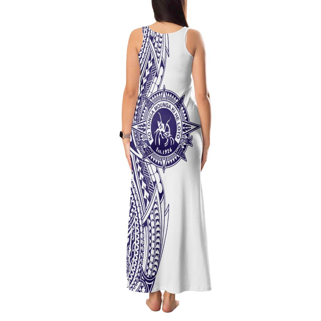 Tonga Queen Salote College 100th Years Tank Maxi Dress White Tonga Kupesi Uniquely Pacific Art - Polynesian Pride