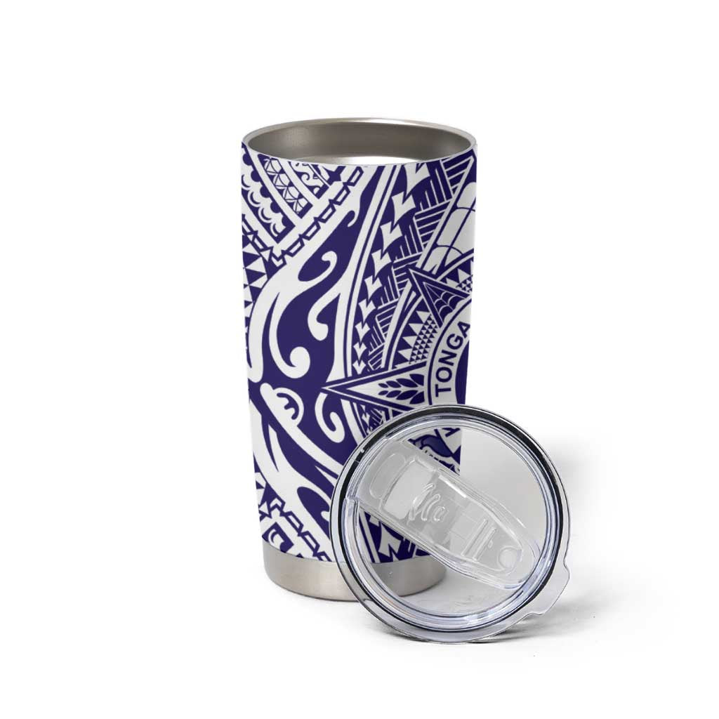 Tonga Queen Salote College 100th Years Tumbler Cup White Tonga Kupesi Uniquely Pacific Art - Polynesian Pride