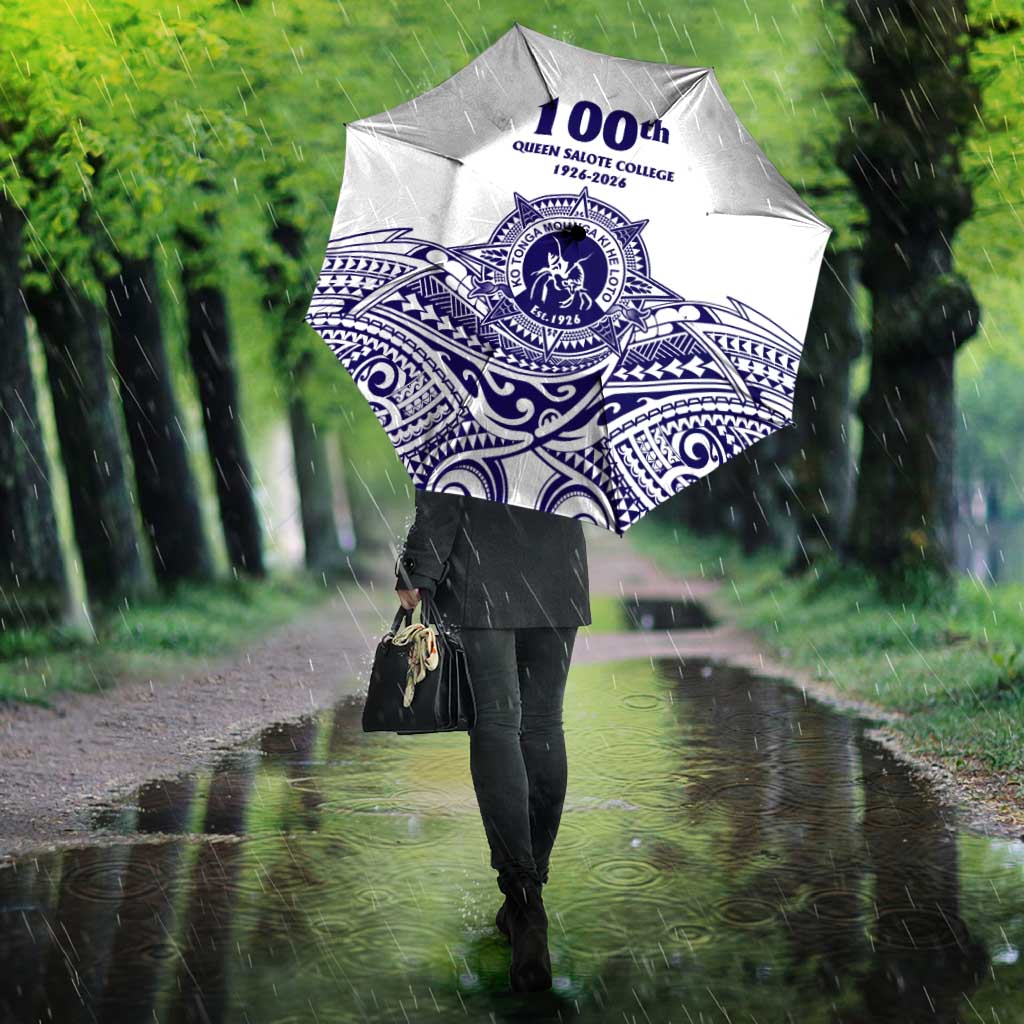Tonga Queen Salote College 100th Years Umbrella White Tonga Kupesi Uniquely Pacific Art - Polynesian Pride