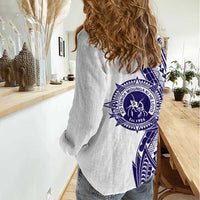 Tonga Queen Salote College 100th Years Women Casual Shirt White Tonga Kupesi Uniquely Pacific Art - Polynesian Pride