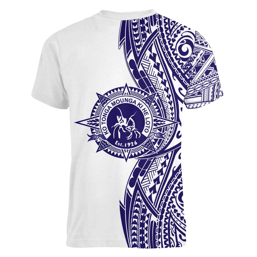 Tonga Queen Salote College 100th Years Women V-Neck T-Shirt White Tonga Kupesi Uniquely Pacific Art - Polynesian Pride