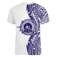 Tonga Queen Salote College 100th Years Women V-Neck T-Shirt White Tonga Kupesi Uniquely Pacific Art - Polynesian Pride