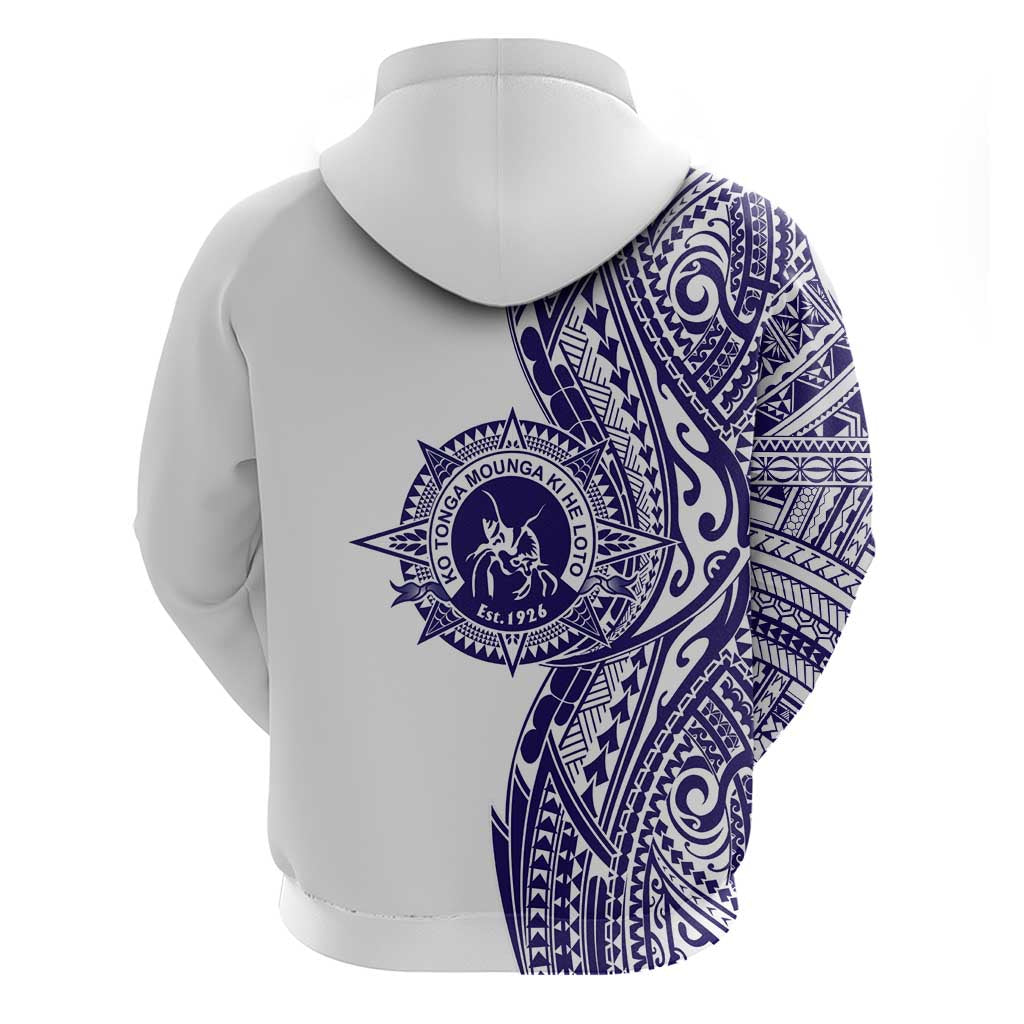 Tonga Queen Salote College 100th Years Zip Hoodie White Tonga Kupesi Uniquely Pacific Art - Polynesian Pride