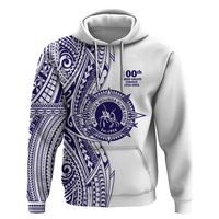 Tonga Queen Salote College 100th Years Zip Hoodie White Tonga Kupesi Uniquely Pacific Art - Polynesian Pride