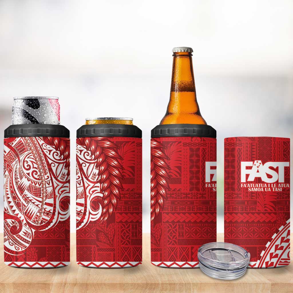 Samoa FAST 4 in 1 Can Cooler Tumbler Samoan Motif Patterns - Polynesian Pride