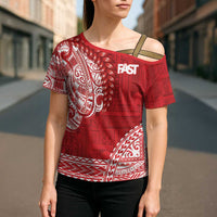 Samoa FAST Cross Shoulder Shirt Samoan Motif Patterns - Polynesian Pride