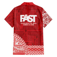 Samoa FAST Family Matching Off The Shoulder Long Sleeve Dress and Hawaiian Shirt Samoan Motif Patterns - Polynesian Pride