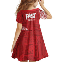Samoa FAST Family Matching Off Shoulder Short Dress and Hawaiian Shirt Samoan Motif Patterns - Polynesian Pride