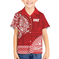 Samoa FAST Family Matching Off Shoulder Short Dress and Hawaiian Shirt Samoan Motif Patterns - Polynesian Pride