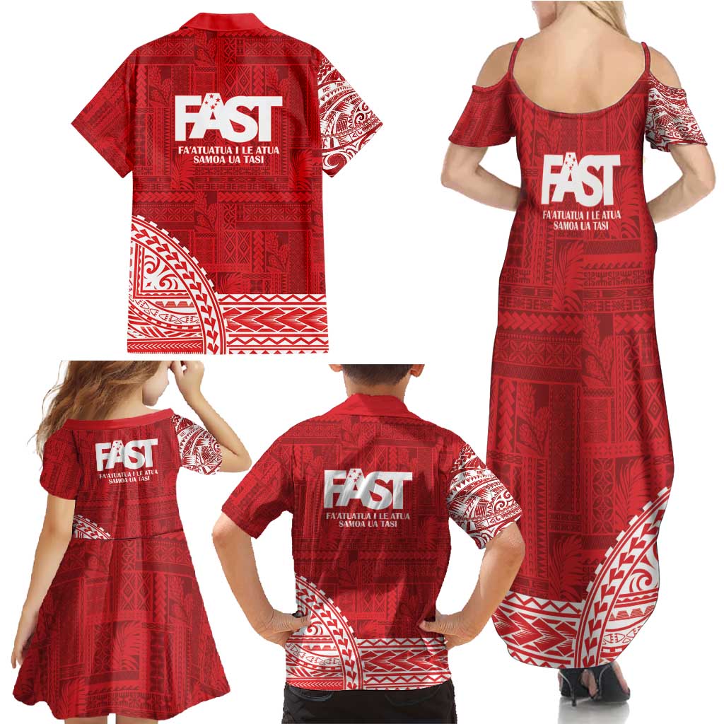 Samoa FAST Family Matching Summer Maxi Dress and Hawaiian Shirt Samoan Motif Patterns - Polynesian Pride
