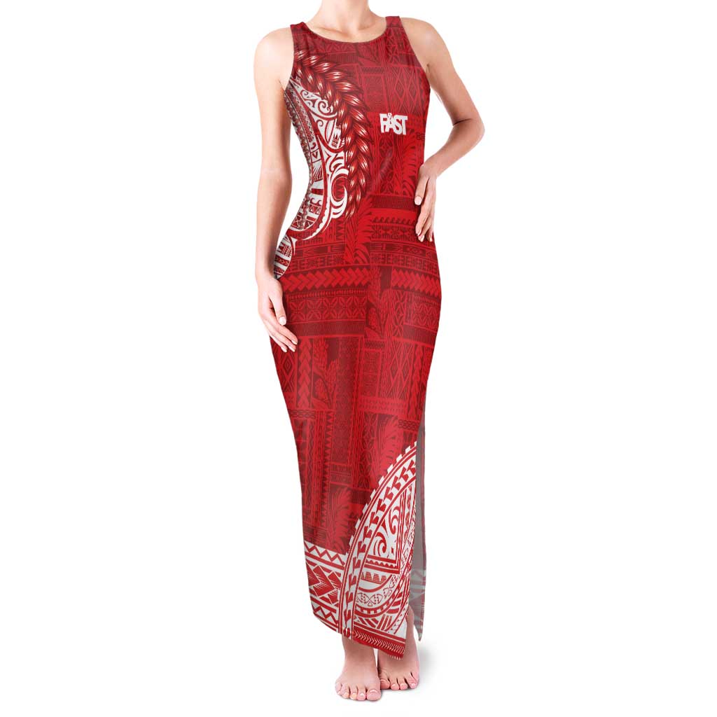 Samoa FAST Family Matching Tank Maxi Dress and Hawaiian Shirt Samoan Motif Patterns - Polynesian Pride