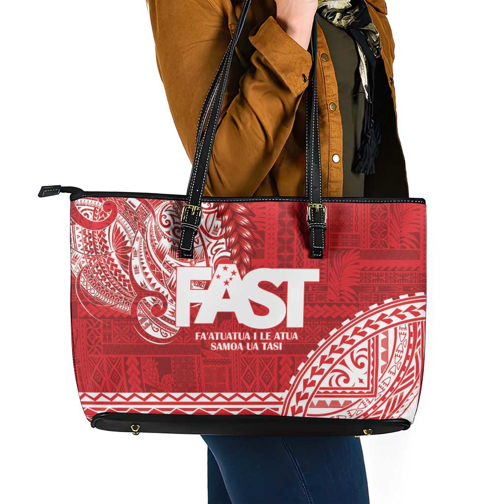 Samoa FAST Leather Tote Bag Samoan Motif Patterns - Polynesian Pride