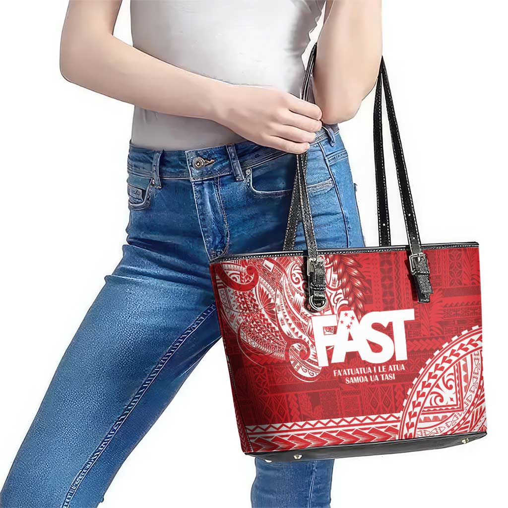 Samoa FAST Leather Tote Bag Samoan Motif Patterns - Polynesian Pride