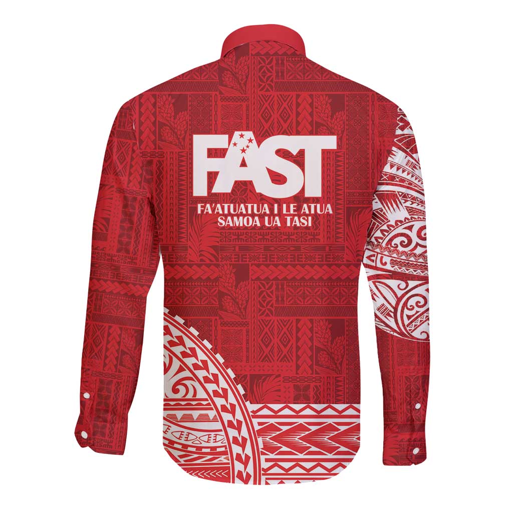 Samoa FAST Long Sleeve Button Shirt Samoan Motif Patterns - Polynesian Pride