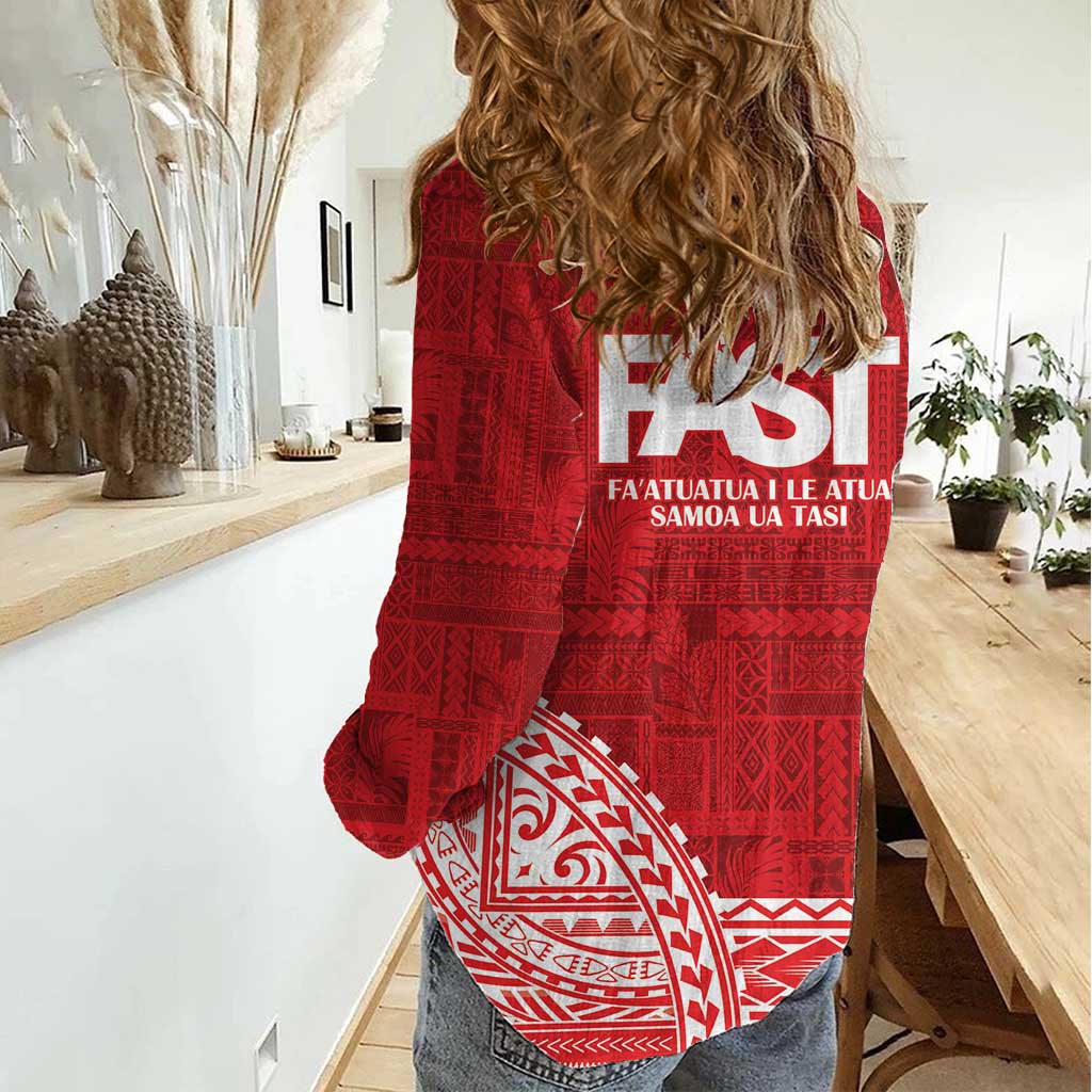 Samoa FAST Women Casual Shirt Samoan Motif Patterns - Polynesian Pride