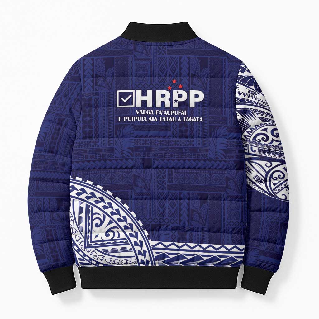 Samoa HRPP Bomber Puffer Jacket Samoan Motif Patterns - Polynesian Pride