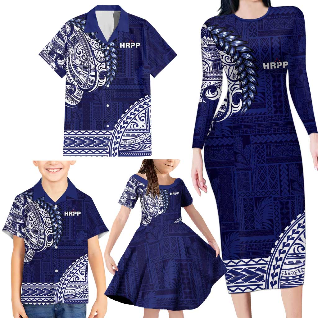 Samoa HRPP Family Matching Long Sleeve Bodycon Dress and Hawaiian Shirt Samoan Motif Patterns - Polynesian Pride