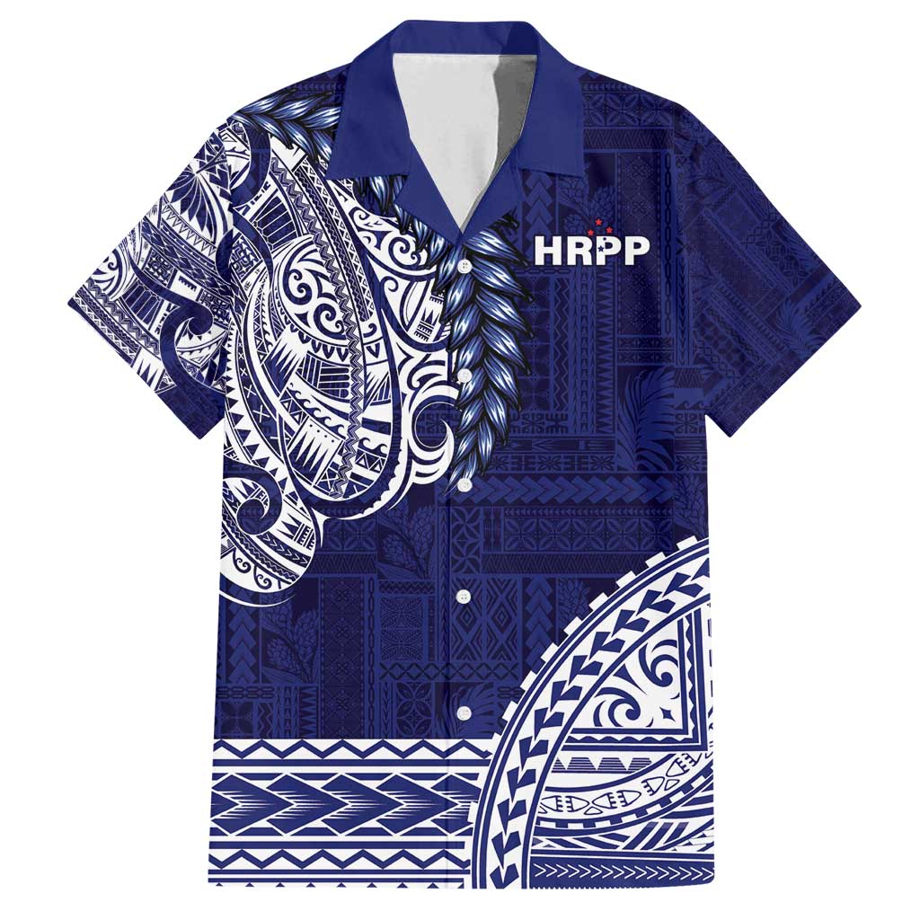 Samoa HRPP Family Matching Off Shoulder Short Dress and Hawaiian Shirt Samoan Motif Patterns - Polynesian Pride
