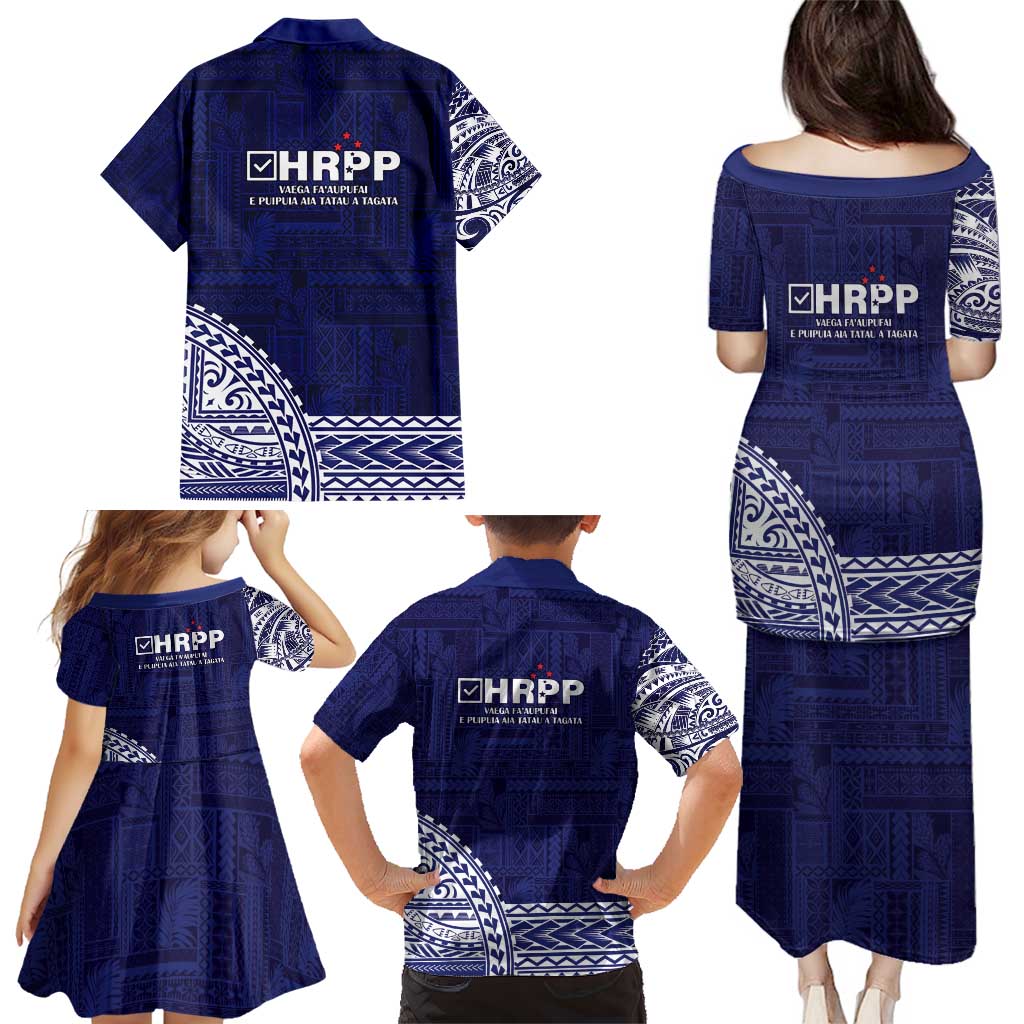 Samoa HRPP Family Matching Puletasi and Hawaiian Shirt Samoan Motif Patterns - Polynesian Pride