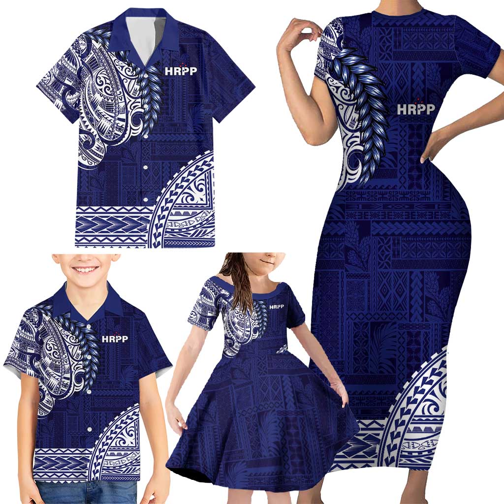 Samoa HRPP Family Matching Short Sleeve Bodycon Dress and Hawaiian Shirt Samoan Motif Patterns - Polynesian Pride