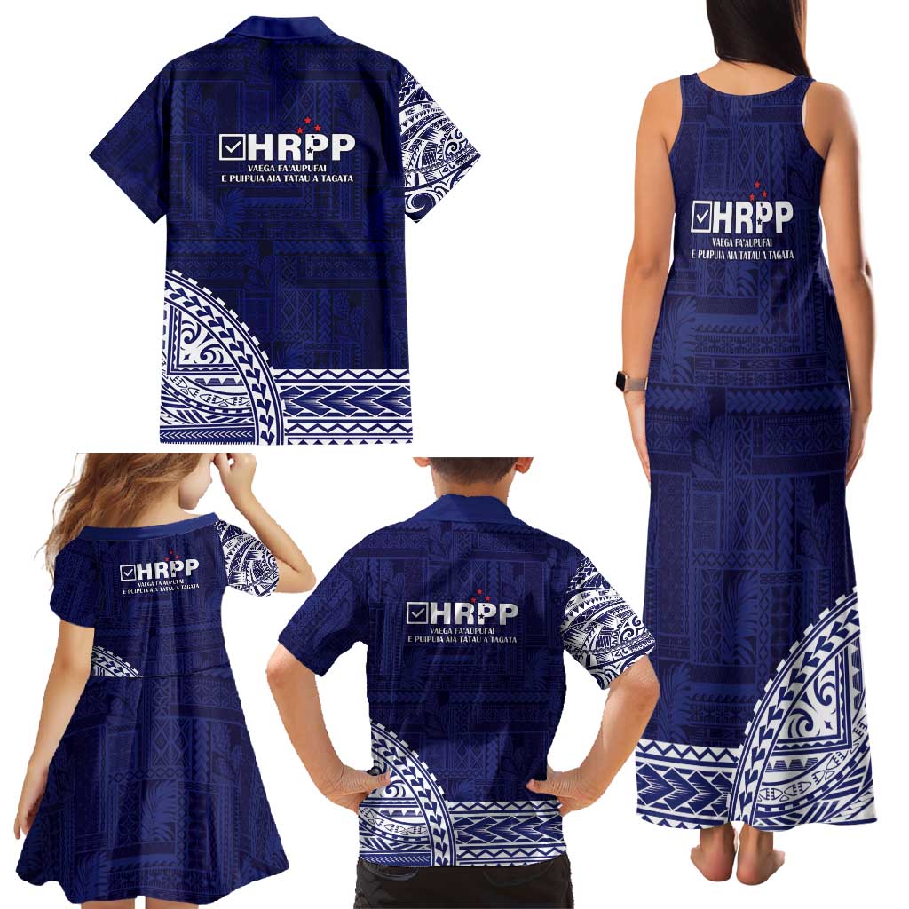 Samoa HRPP Family Matching Tank Maxi Dress and Hawaiian Shirt Samoan Motif Patterns - Polynesian Pride
