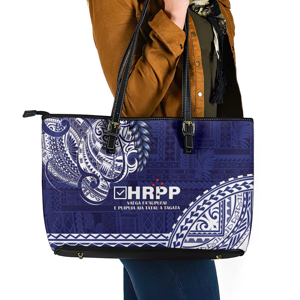 Samoa HRPP Leather Tote Bag Samoan Motif Patterns - Polynesian Pride