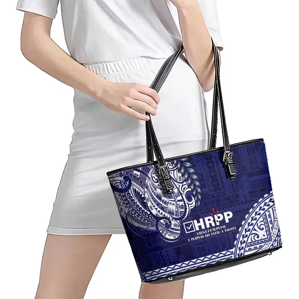 Samoa HRPP Leather Tote Bag Samoan Motif Patterns - Polynesian Pride