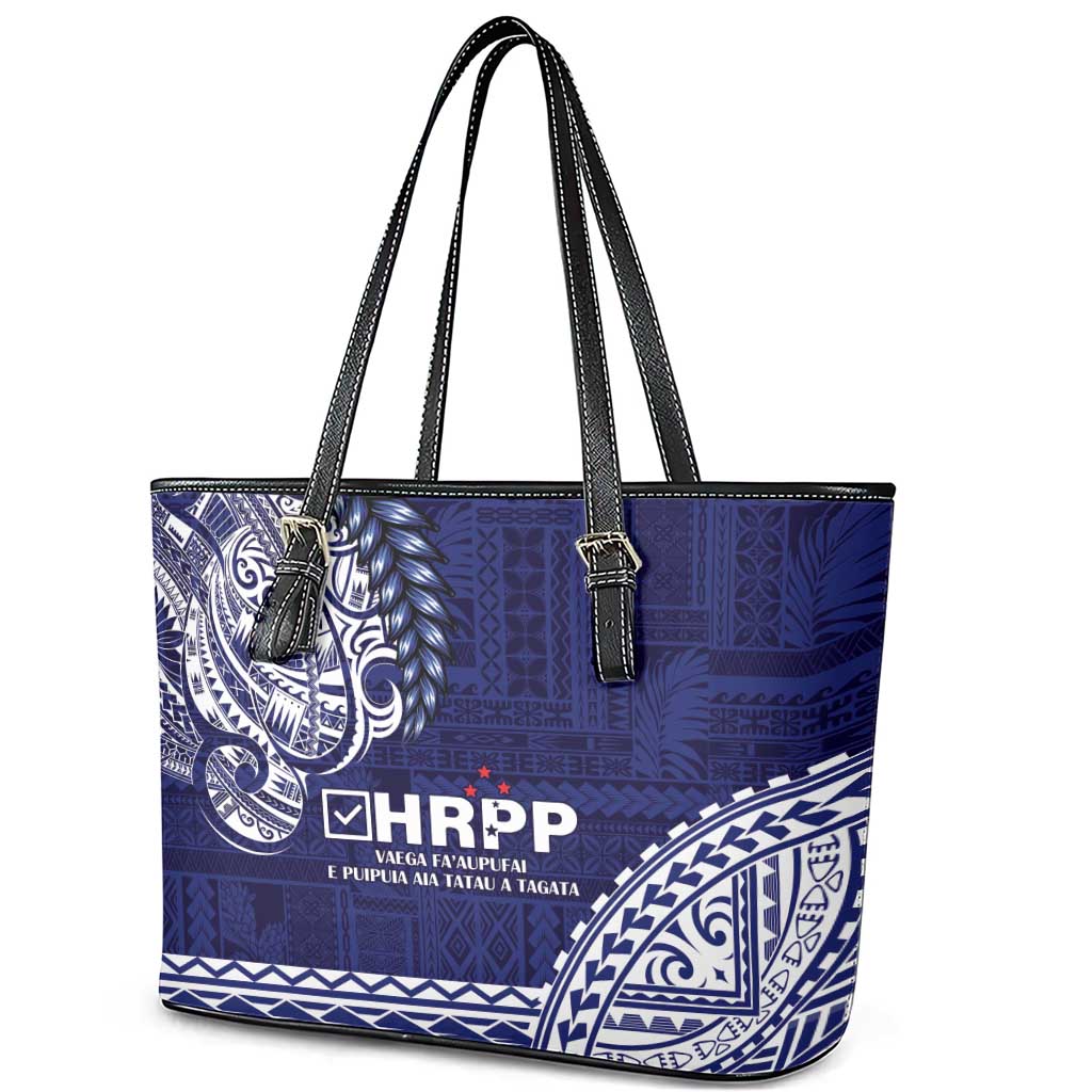 Samoa HRPP Leather Tote Bag Samoan Motif Patterns - Polynesian Pride