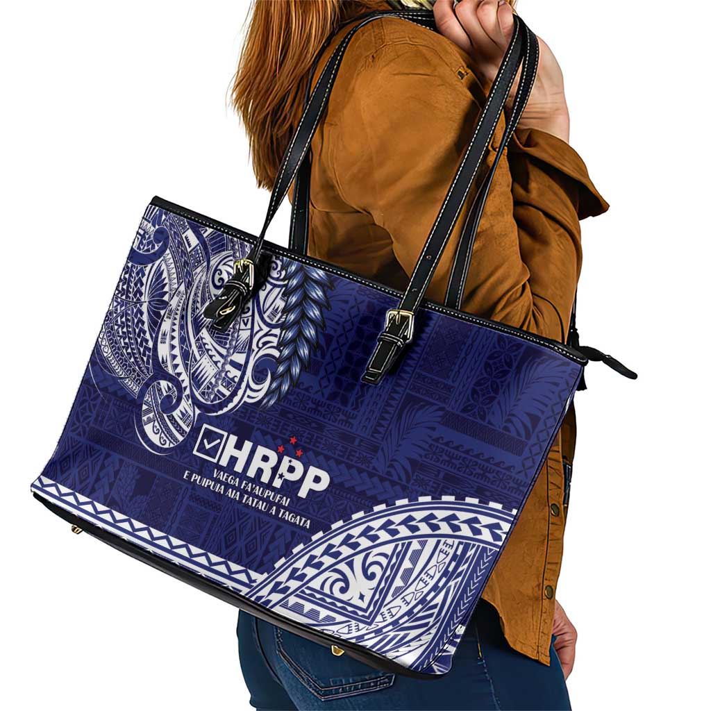 Samoa HRPP Leather Tote Bag Samoan Motif Patterns - Polynesian Pride