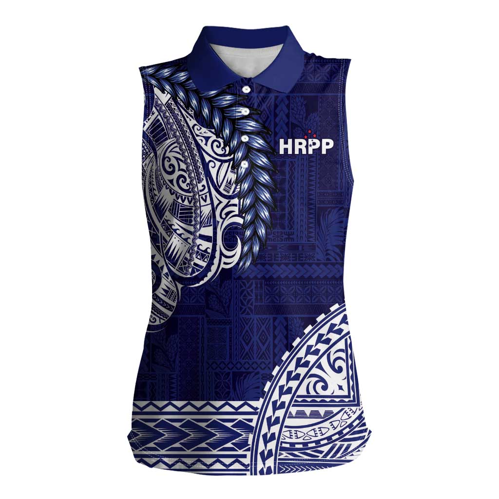 Samoa HRPP Women Sleeveless Polo Shirt Samoan Motif Patterns - Polynesian Pride