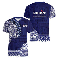 Samoa HRPP Women V-Neck T-Shirt Samoan Motif Patterns - Polynesian Pride