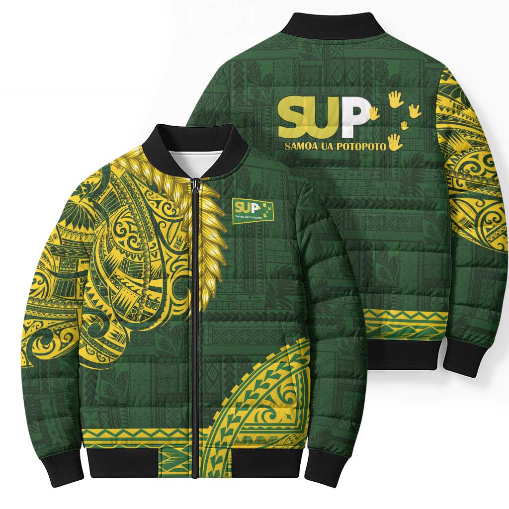 Samoa SUP Bomber Puffer Jacket Samoan Motif Patterns - Polynesian Pride