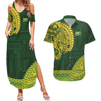 Samoa SUP Couples Matching Summer Maxi Dress and Hawaiian Shirt Samoan Motif Patterns - Polynesian Pride
