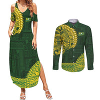 Samoa SUP Couples Matching Summer Maxi Dress and Long Sleeve Button Shirt Samoan Motif Patterns - Polynesian Pride