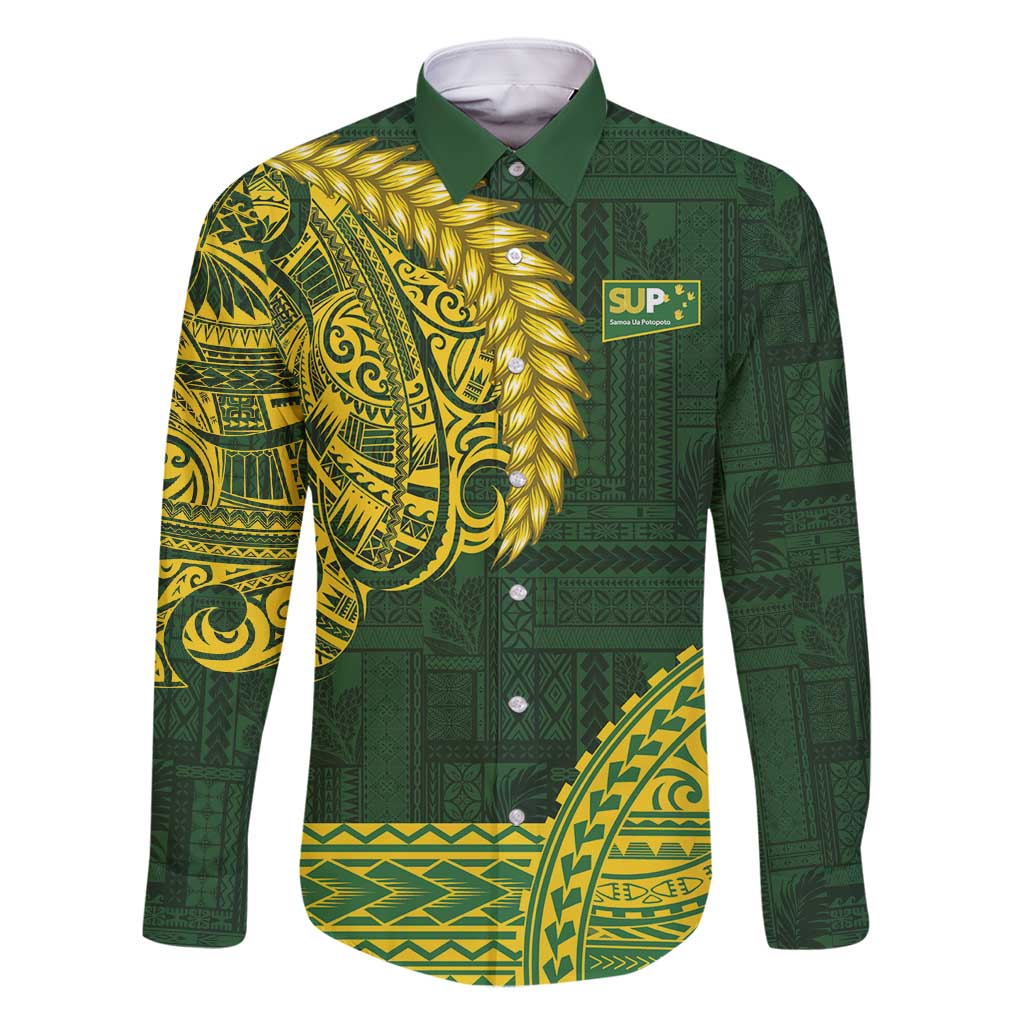 Samoa SUP Family Matching Off Shoulder Maxi Dress and Hawaiian Shirt Samoan Motif Patterns - Polynesian Pride