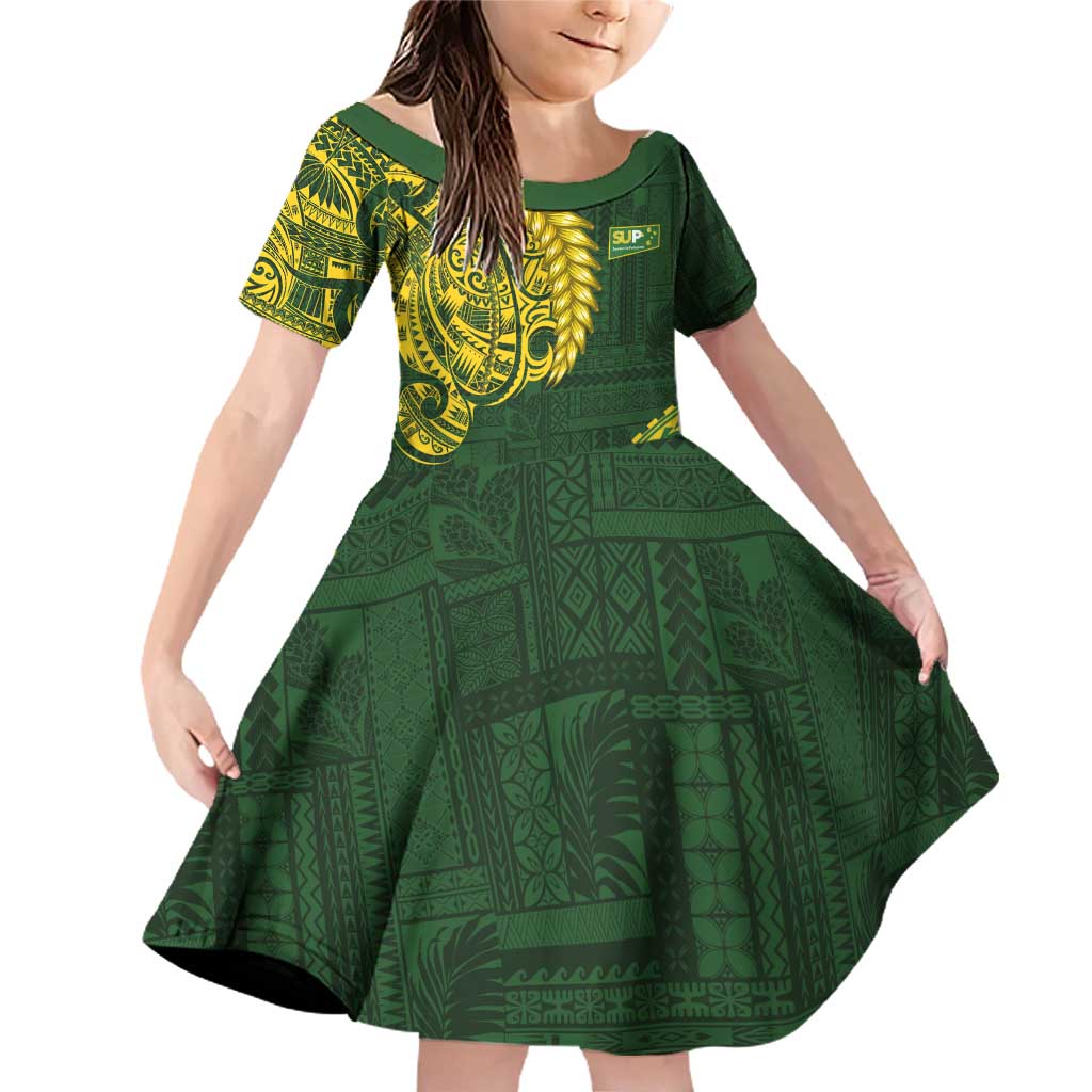 Samoa SUP Family Matching Off Shoulder Short Dress and Hawaiian Shirt Samoan Motif Patterns - Polynesian Pride