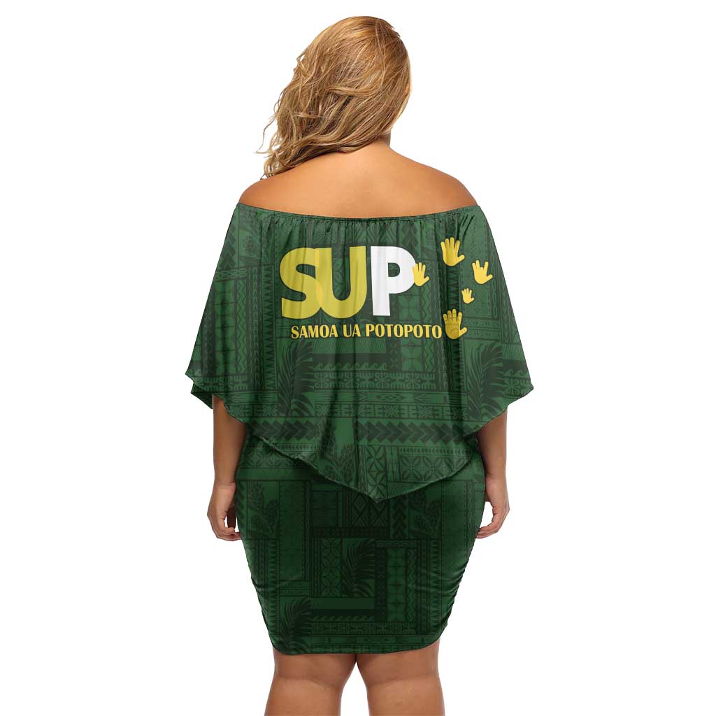 Samoa SUP Family Matching Off Shoulder Short Dress and Hawaiian Shirt Samoan Motif Patterns - Polynesian Pride