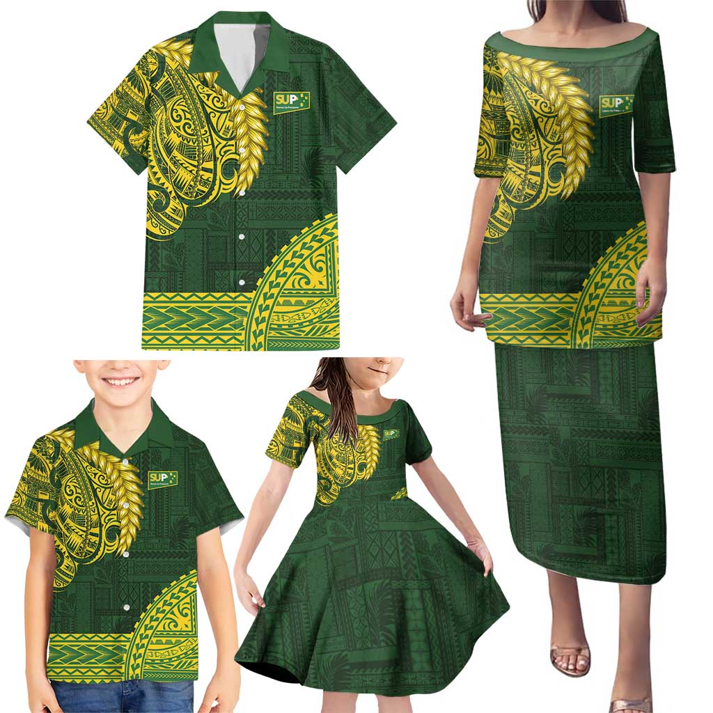 Samoa SUP Family Matching Puletasi and Hawaiian Shirt Samoan Motif Patterns - Polynesian Pride