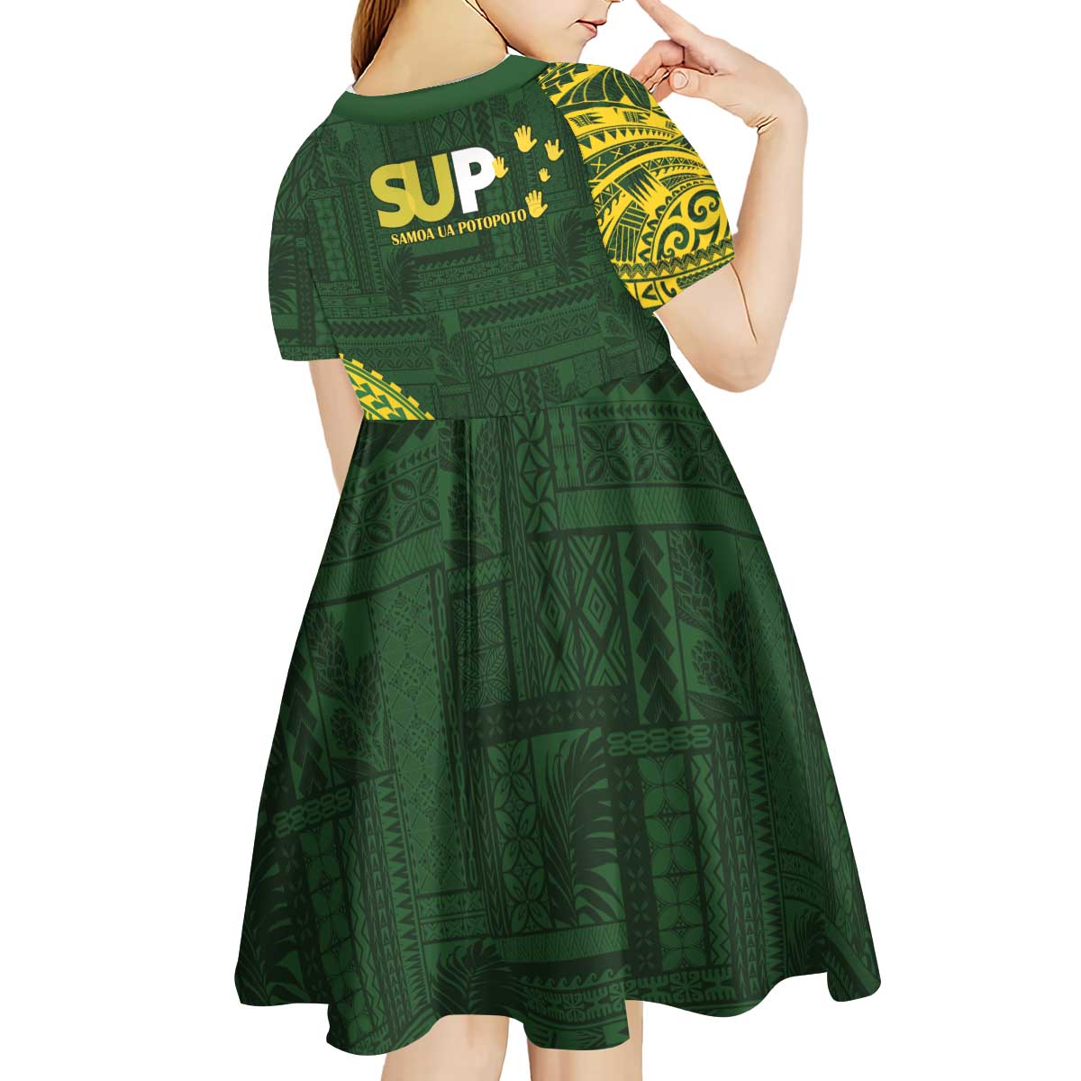 Samoa SUP Kid Short Sleeve Dress Samoan Motif Patterns - Polynesian Pride