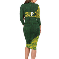 Samoa SUP Long Sleeve Bodycon Dress Samoan Motif Patterns - Polynesian Pride