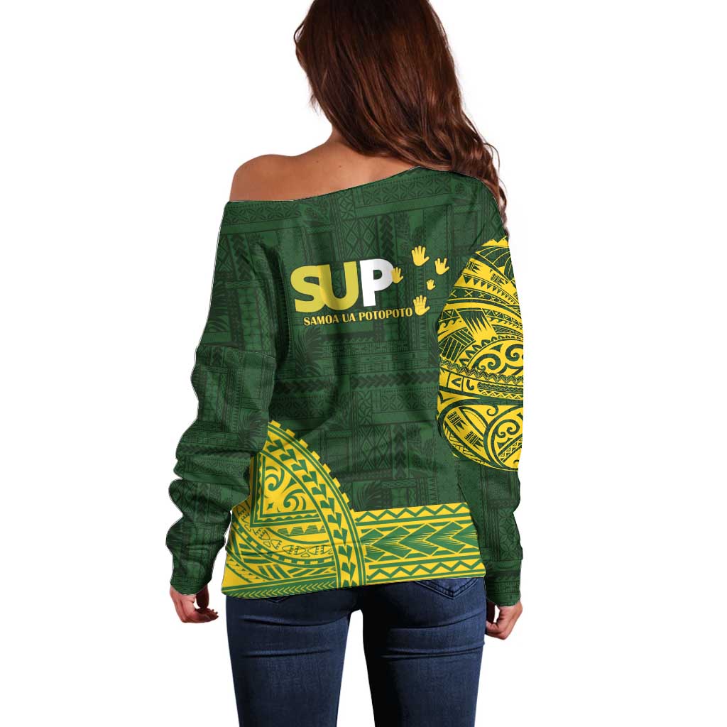 Samoa SUP Off Shoulder Sweater Samoan Motif Patterns - Polynesian Pride