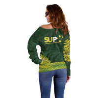 Samoa SUP Off Shoulder Sweater Samoan Motif Patterns - Polynesian Pride