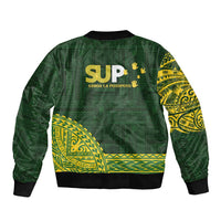 Samoa SUP Sleeve Zip Bomber Jacket Samoan Motif Patterns - Polynesian Pride