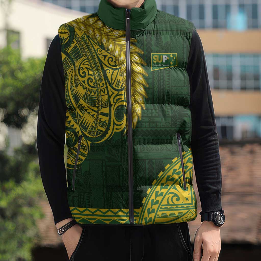 Samoa SUP Sleeveless Puffer Jacket Samoan Motif Patterns - Polynesian Pride