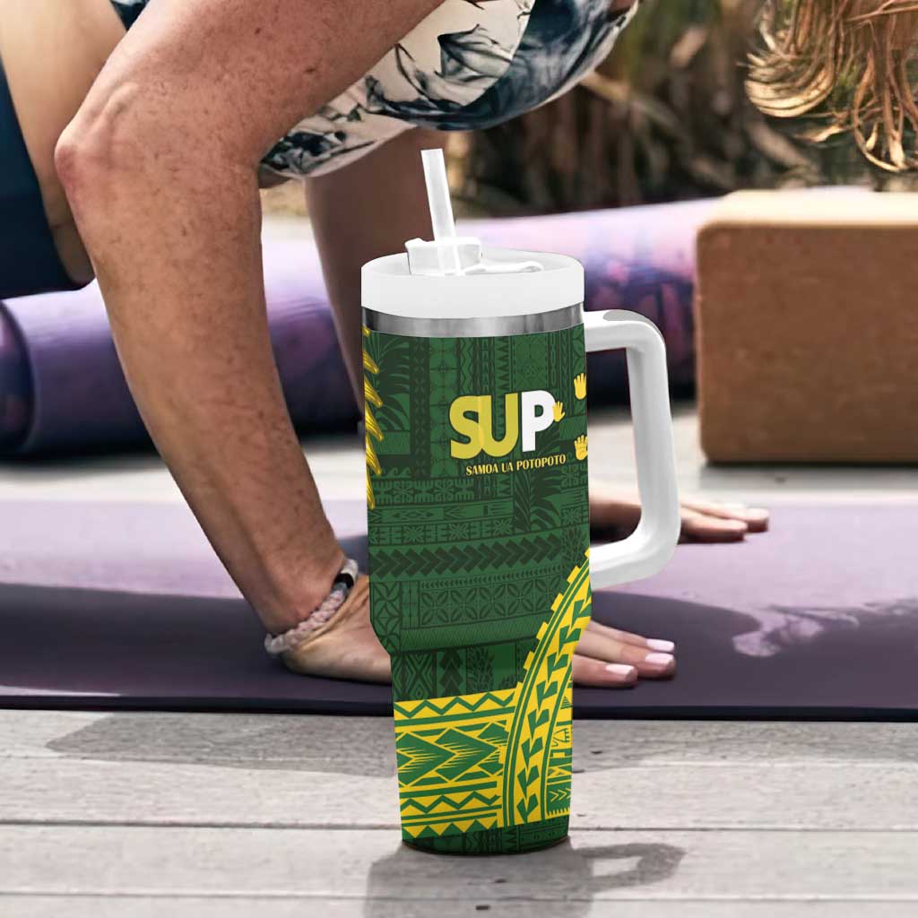 Samoa SUP Tumbler With Handle Samoan Motif Patterns - Polynesian Pride