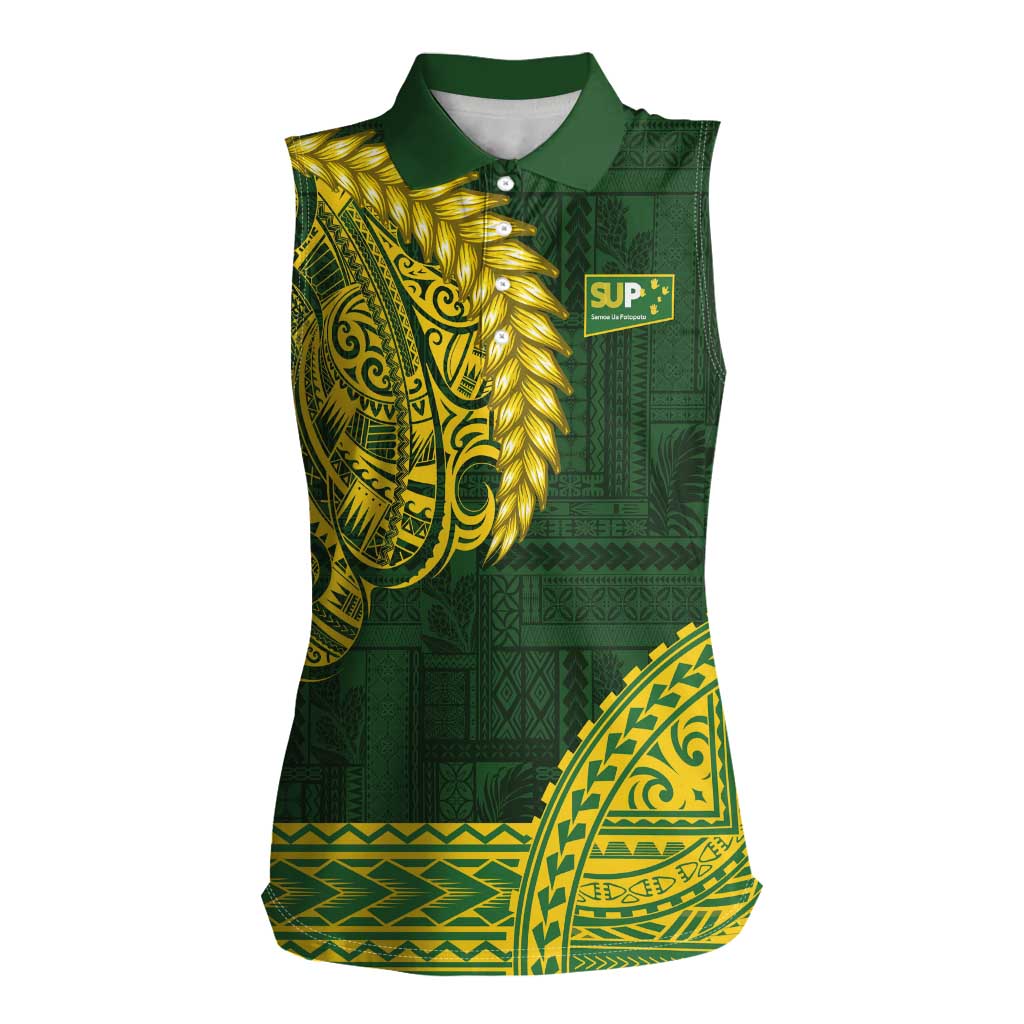 Samoa SUP Women Sleeveless Polo Shirt Samoan Motif Patterns - Polynesian Pride