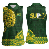 Samoa SUP Women Sleeveless Polo Shirt Samoan Motif Patterns - Polynesian Pride