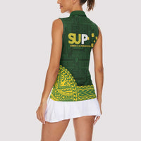 Samoa SUP Women Sleeveless Polo Shirt Samoan Motif Patterns - Polynesian Pride